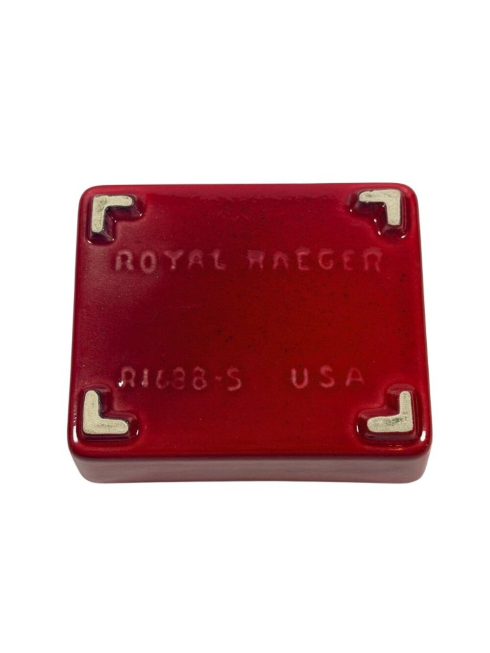 RARE Vintage Royal Haeger Red Dresser Trinket Box Brass Mandalla Accents R1688-S - Picture 2 of 9